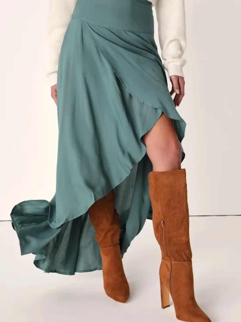Women's Hi-Lo Maxi Skirt — Slate Green